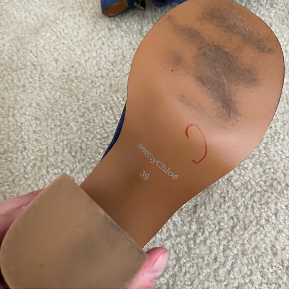 See by Chloe Blue Suede Embroidered Floral Sandals - Picture 9 of 9